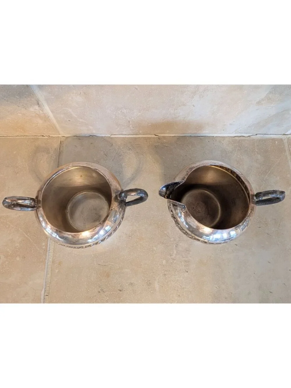 Vintage Silver-plated Cream and Sugar Bowl Set (no lid) Victorian Entertaining
